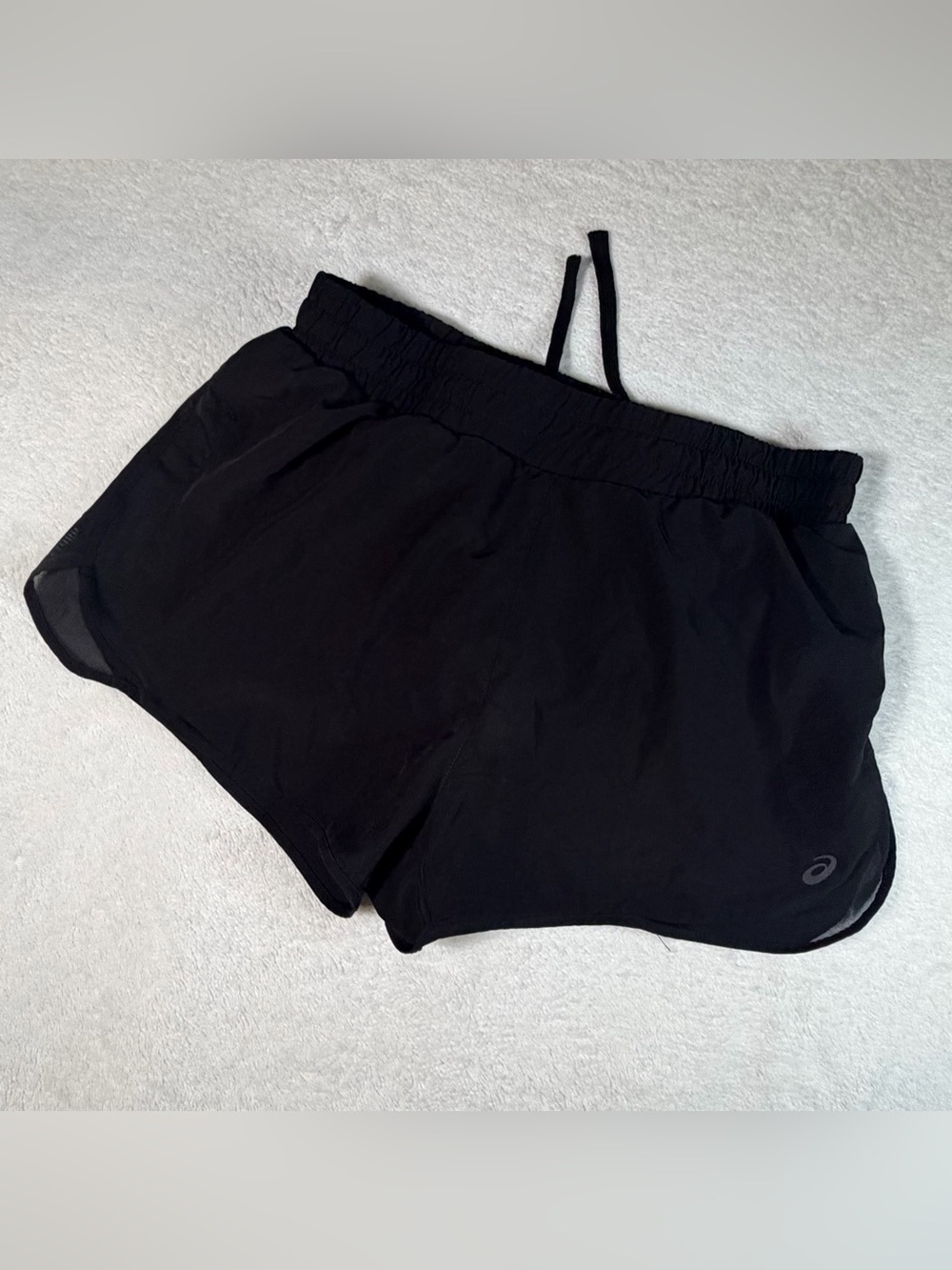 Asics Women's Black Athletic Running Shorts with Drawstring